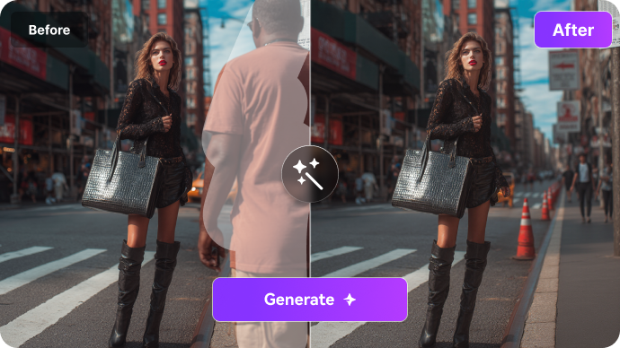 Remove people from photo with AI