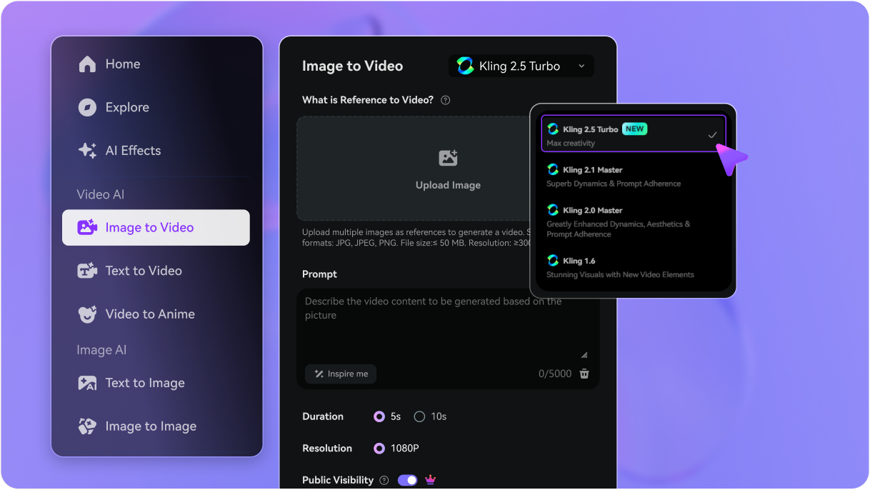 Step 1: Access Kling 2.5 Turbo