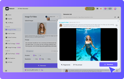 generate ai mermaid video & download