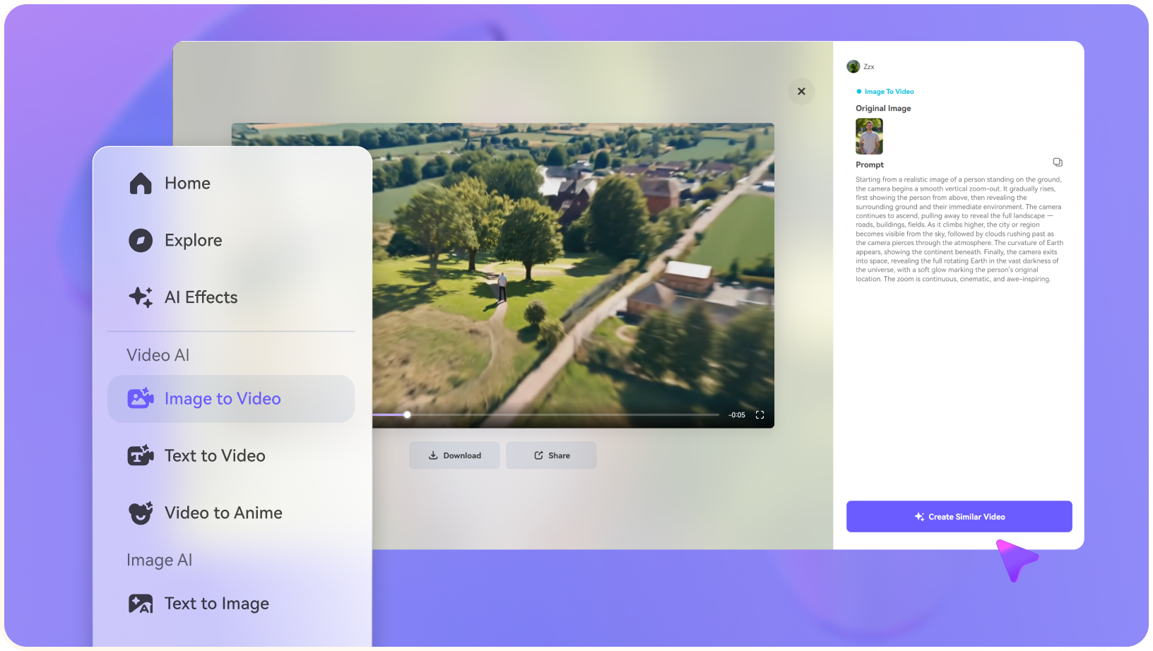 choose earth zoom out effect